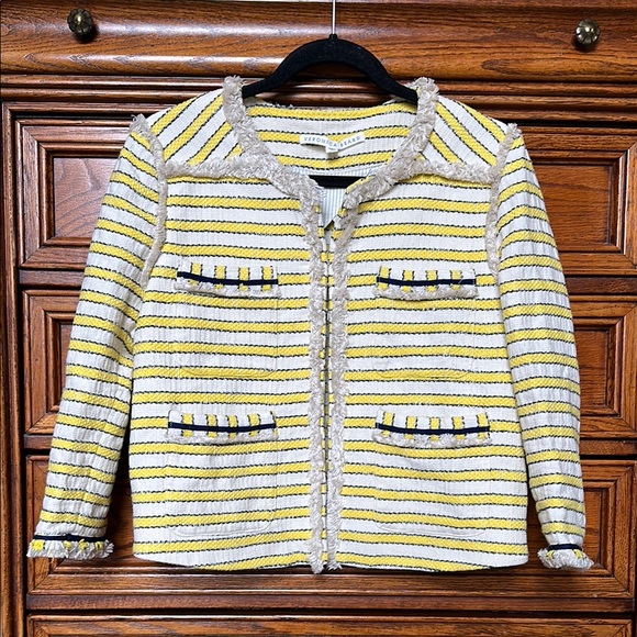 Veronica Beard Talie Striped Off White Tweed Blazer - Picture 5 of 11